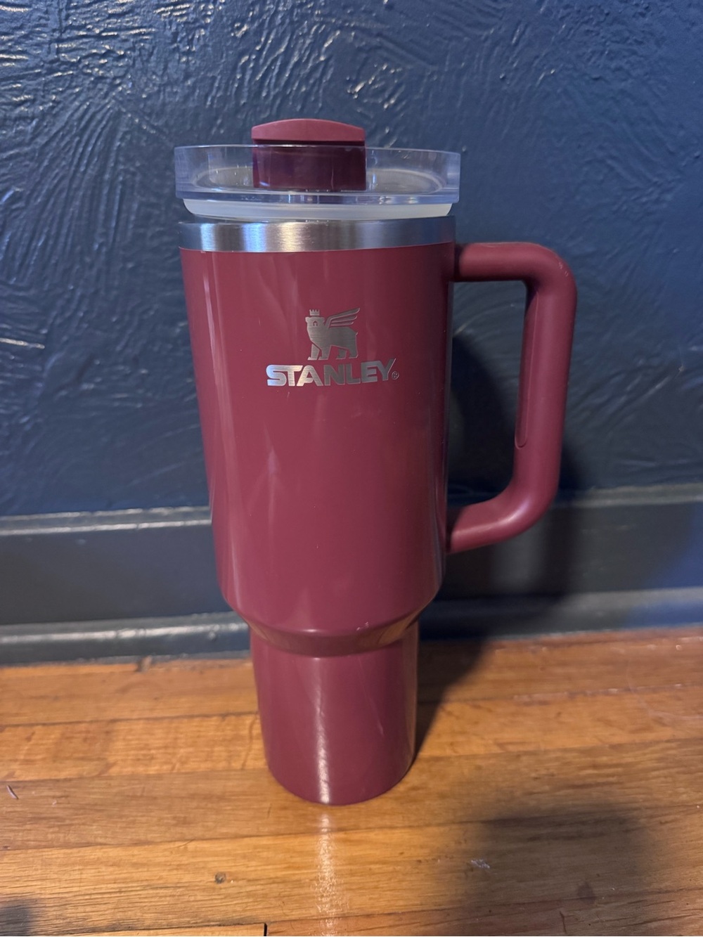 Stanley Travel Mug - Deep Wine Red with Silver Accents